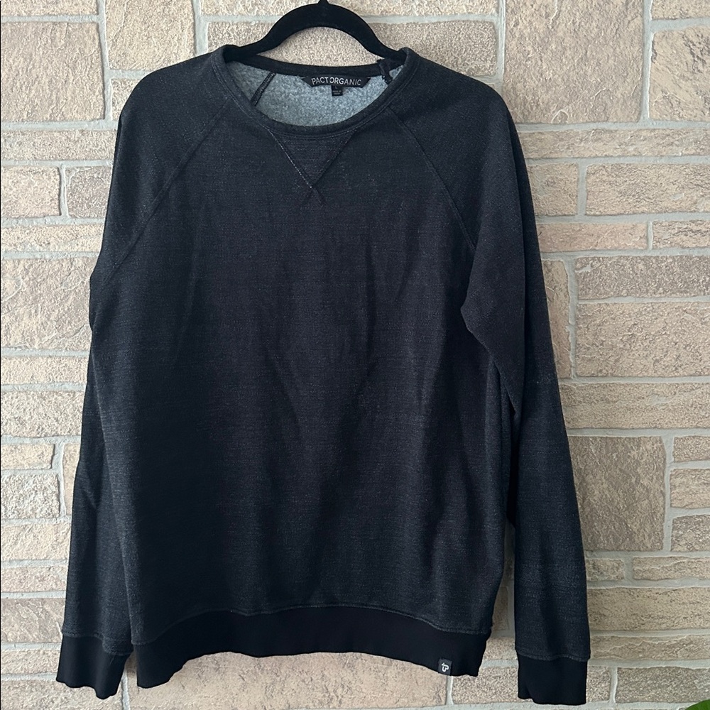 Pact Long Sleeve Crew Neck Organic Cotton Sweatshirt Charcoal Heather Size Large